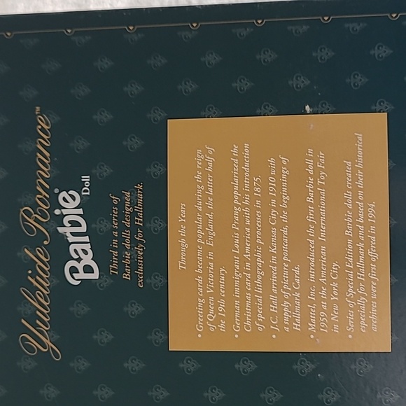 NIB 1996 MATTEL YULETIDE ROMANCE BARBIE THIRD IN A SERIES - Picture 7 of 11